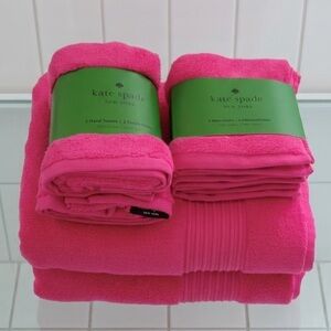 Kate Spade Hot Pink Towels- 8 Piece Set, 2 Bath, 2 Hand, 4 Wash 100% Cotton